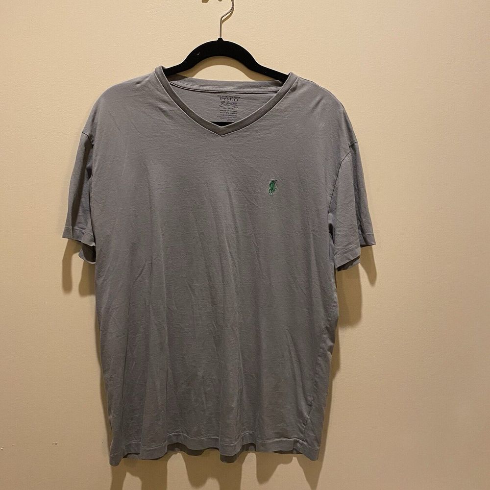 Vintage Polo Ralph Lauren Mens M/M Single Stitch Cotton Pony Logo V-Neck T Shirt